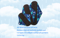 Serviettes hygiéniques réutilisables en charbon de bambou, lot de 3 avec sac imperméable, serviettes menstruelles lavables en tissu