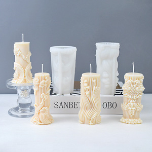 Europese cilindrische kaars siliconen mal aromatherapie kaarsen maken gereedschap gips ornamenten gietvorm voor huisdecoratie - Product Image 4