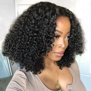 10''-18'' Kinky Curly Brazilian Virgin Hair Full <strong>Lacewigs</strong> Short Short Human Hair Wig for Black Women - Product Image 1
