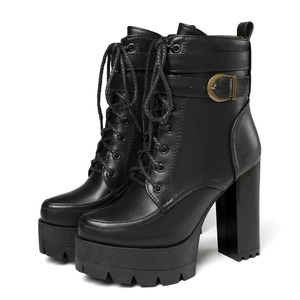 Bestop Designer Brand <strong>Women's</strong> Winter Snow <strong>Boots</strong> Large Size Waterproof <strong>Genuine</strong> <strong>Leather</strong> Lining Lace-Up Closure Non-Slip Thick - Product Image 6