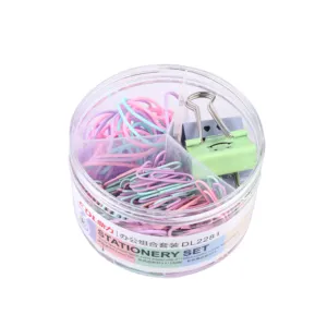 New style Office student paper clip colorful long tail clip colorful rubber band combination set