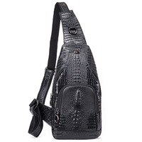 Sac bandoulière motif crocodile pour homme, sac messager en cuir véritable pleine fleur, sac de poitrine en cuir de vachette