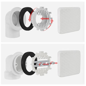 Kit de vidange pour baignoire avec plaque carrée blanche sans trou de vis, anneau annulaire de sortie et grille de vidange avec filtre à cheveux pour salle de bain - Product Image 2