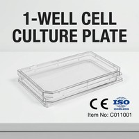 Plaque de culture cellulaire stérile à puits unique avec fond plat et capuchon transparent en PS, protection IP55