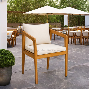 Silla de Comedor Moderna para Exterior de Madera de Teca con Cojín de Poliéster y Reposabrazos, con Garantía de 100 Años - Product Image 3