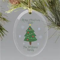 Ornamento de cristal ovalado personalizado para árbol de Navidad familiar, adorno de arte con palabras, MH-DS0303