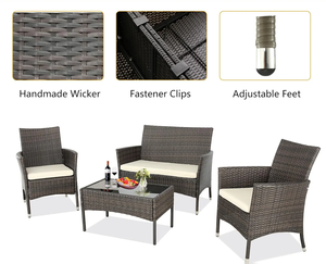 Lot <span class=keywords><strong>de</strong></span> 4 canapés <span class=keywords><strong>de</strong></span> conversation en plastique avec coussins pour patio, <span class=keywords><strong>jardin</strong></span> et cour. - Product Image 3