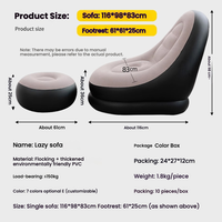 Canapé gonflable pliable et inclinable en PVC durable, fauteuil de détente portable pour l'extérieur