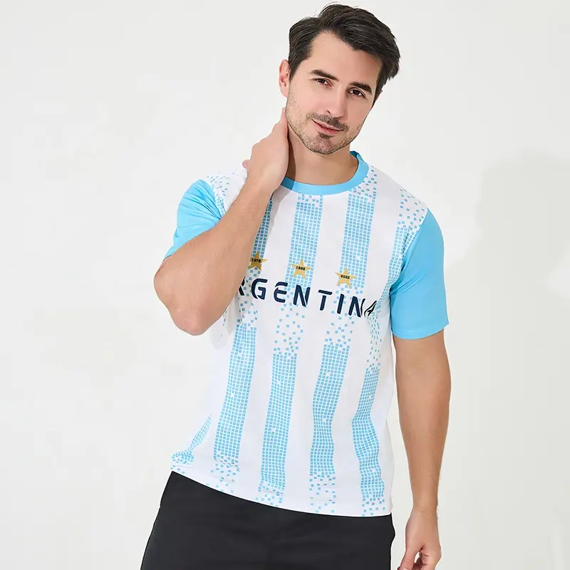 Camisa Argentina 2024 mais recente Copa América de futebol, camisa Messi de futebol de tecido de secagem rápida de alta qualidade para futebol