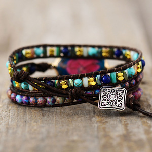 Bracelet vintage en pierres naturelles, multi-couches, style bohème, bijoux pour femmes, cadeau, couleur café perlé - Product Image 3