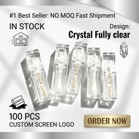 STOCK NO MOQ PETG Tubes cosmétiques vides entièrement transparents en plastique de 6 ml pour gloss et blush, avec bouchon à vis de 20 mm de diamètre et grand pinceau