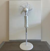 Ventilateur sur pied solaire rechargeable AC/DC Pine 16 pouces, 5 pales, moteur sans balais, 9 vitesses, lumière LED nocturne, portable, extérieur/intérieur, maison