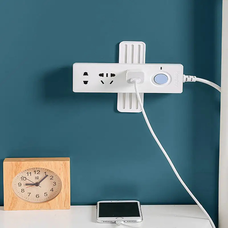 Power Strip Holder Home Wall Mount Punch-free Power Strip Holder Rotatable Router Stripe Storage