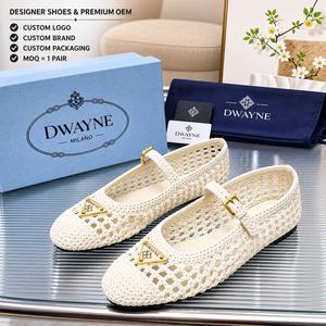 Zapatos de Diseñador de Lujo 2026 para Mujer, Alta Calidad, Tejidos, Estilo Mary Jane, Planos, con Aberturas, Color Crema, Casuales de Verano, Nuevos - Product Image 1