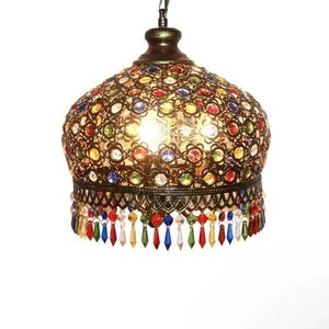 Bombilla <span class=keywords><strong>Bohemi</strong></span> E27 para Restaurante, Cafetería del Sudeste Asiático, Tienda, Hotel, Bar, Lámpara Colgante de Cristal Colorida de una Sola Cabeza - Product Image 4