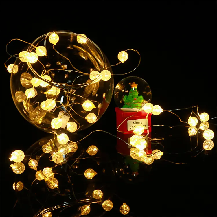 Lampu LED dekorasi pesta, lampu LED manik-manik retak, tali bunga peri untuk dekorasi pesta pernikahan, karangan bunga lonceng merah muda