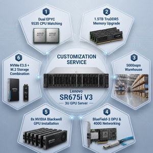Nuevo Servidor en Rack Lenovo ThinkSystem SR675i V3 Dual AMD EPYC 8x RTX PRO 6000 Blackwell GPU AI Inference <span class=keywords><strong>GenAI</strong></span> 3U - Product Image 5