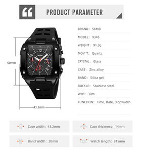 Sporty Round Zinc Alloy Case Glass Crystal Quartz Chronograph Date Stopwatch <b>Silica</b> Gel Band Water Resistant Durable Design - Product Image 5