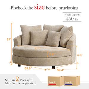 Luxo Oversized Chenille Accent Barrel Cadeira com 5 Almofadas Dois <span class=keywords><strong>Seat</strong></span> Sofá para Sala de estar - Product Image 3