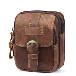 Genuine Leather Waist <b>Bag</b> For Men Small Durable Storage <b>Bag</b> Outdoor <b>Work</b> Use - Product Image 2