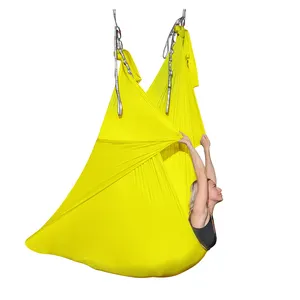 Bilink tempat tidur gantung yoga aerial poliester warna kustom Fitness yoga sutra udara ayunan Yoga