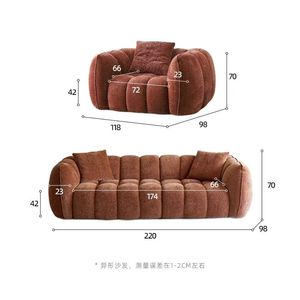 Sofá Moderno de Tela con Diseño Acolchado, Estilo Bouclé, Curvo, para Sala de Estar - Product Image 2