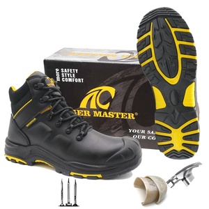 Scarpe Antinfortunistiche CE S3 <span class=keywords><strong>CI</strong></span> HRO WR Impermeabili con Punta in Fibra di Vetro Antiperforazione in Pelle Nera Resistente all'Olio con Suola in Gomma Antiscivolo per Uomo - Product Image 1