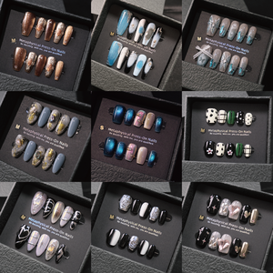 Hot Selling 3d Press-On Nagels Handgemaakt Frans Ontwerp In Roze Paars Rood 10 Stuks Vierkant Patroon Kunstnagels Voor Vingers - Product Image 4