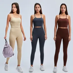 Customized Design OEM Solid Yoga Clothes Set Brand Sport Yoga Body Suit 2021 Sportswear Women Set