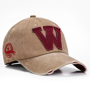 Venta al por mayor de algodón sombreros Vintage inglés carta apliques de gorra de béisbol - Product Image 3