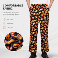 Pantalones de Chef Profesionales con Estampado Personalizado, Pantalones de Trabajo para Cocina de Restaurante, Transpirables, con Cintura Elástica, Uniforme para Servicio de Alimentos