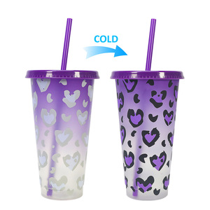 Christmas Themed Color <strong>Changing</strong> Mug PP Coffee Mug Single Layer Temperature Sensitive Color <strong>Changing</strong> Straw Mug - Product Image 3