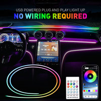 Lumière ambiante LED pour voiture, pare-brise avant, tableau de bord, symphonie RGB, lampe d'ambiance intérieure en acrylique, commande USB, application mobile