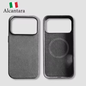 Étui personnalisé OEM en <span class=keywords><strong>Alcantara</strong></span> pour <span class=keywords><strong>iPhone</strong></span> 17 <span class=keywords><strong>Pro</strong></span> Max, logo personnalisé, charge sans fil, protection de l'appareil photo - Product Image 1