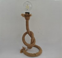 Lampe de bureau simple et rustique en corde de chanvre, tressée à la main, écologique, compatible avec les ampoules E27, idéale pour les chambres