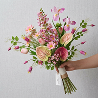 Bouquets de Mariage pour la Mariée et les Demoiselles d'Honneur, Roses Artificielles Blanches Champagne, Décoration de Mariage