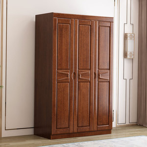 Dazhang Jiaju Solid Wood <b>Wardrobe</b> Walnut Hinged Door <b>Large</b> Capacity Bedroom Furniture New Chinese Style - Product Image 3
