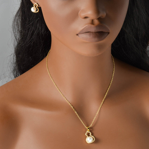 Fashion Wholesale Premium 18k Gold Plated <b>Pearl</b> Zircon <b>Earrings</b> <b>and</b> Pendant <b>Necklace</b> Jewelry <b>Set</b> Women - Product Image 3