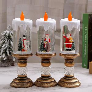 New Christmas decorative water-filled candle lamp, Christmas crystal lamp, snowflake Santa Claus <b>ornament</b>, gift/<b>small</b> present - Product Image 2