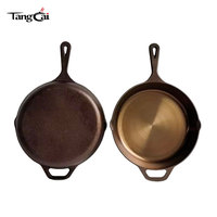 Poêle à frire en fonte polie sur mesure, poêle en fonte antiadhésive cuivre doré, poêle de cuisson à surface miroir brillante