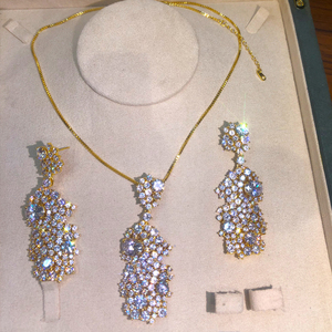 H143A العلامة التجارية الشهيرة 4 من الزيركونيا الخضراء مجموعة مجوهرات أفريقيا الفاخرة للنساء حفل الزفاف الزركون الكريستال دبي مجموعة مجوهرات الزفاف هدية - Product Image 5