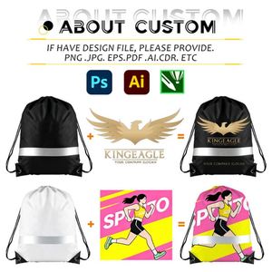 Mochila con Cordón de Poliéster con Logotipo Personalizado de Fábrica, con Tira Reflectante, Impermeable, para Deportes al Aire Libre - Product Image 3