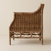 Fauteuil de salon d'extérieur en rotin naturel écologique tressé, chaise d'appoint moderne à dossier croisé pour la maison, le salon ou l'école