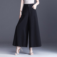 Nouvelle Collection Printemps 2026 – Culottes Évasées Femme Taille Haute Ample Amincissante Fluide et Tombante ; Coupe Cloche à Taille Élastique