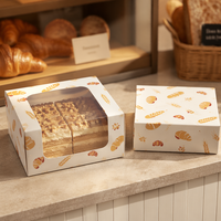 Boîte à pâtisserie pliable en papier résistant à la graisse pour la livraison à emporter, service de boulangerie, fourniture sous marque privée pour les commandes de détail de boulangeries