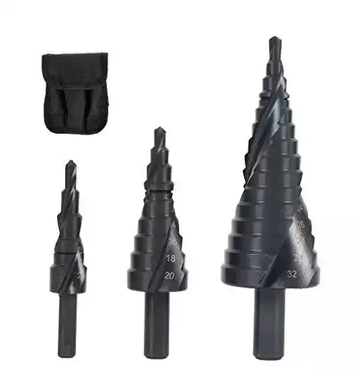 Scorpiuse paso brocas 3 PCS HSS espiral negro broca paso conjunto 4-12/20/32mm cónico cono brocas de herramientas agujero