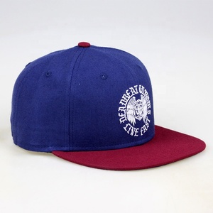 Werkseitige Lieferung von 2 Tone Snapback Hats Navy Blue Red Baumwoll kappe mit roter Krempe - Product Image 2