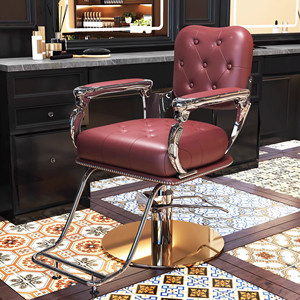 Sillón de <span class=keywords><strong>Barber</strong></span>ía Hidráulico de Estilo Clásico Antiguo, Resistente, con Función de Reclinación Completa, Diseño Retro en Cuero Tufted, para el Cuidado Personal Masculino - Product Image 5