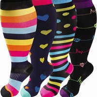 Chaussettes de compression pour hommes, grande taille, personnalisables, à rayures, design sportif, performance, chaussettes longues pour la course à pied et le basket-ball