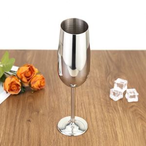 Copa de Vino Espumoso de Acero Inoxidable 304 de Grado Alimenticio de 250 ml con Borde Inclinado, Irrompible, con Tallo, para Bebidas, Copa de Champán - Product Image 2
